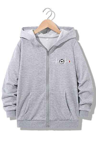 Lider Leather سترة أطفال مطبوعة بسحاب للجنسين – بغطاء للرأس – قماش قطني بوليس...