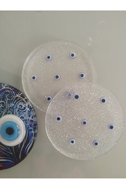 karelim home 2 قطعة من مفارش الأكواب بتصميم حجر العين الزرقاء مع تفاصيل دقيقة...