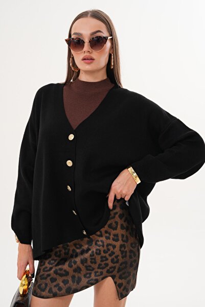 ŞİMAL Women's Button Closure Knitwear Knitted Loose Cardigan 255314 -