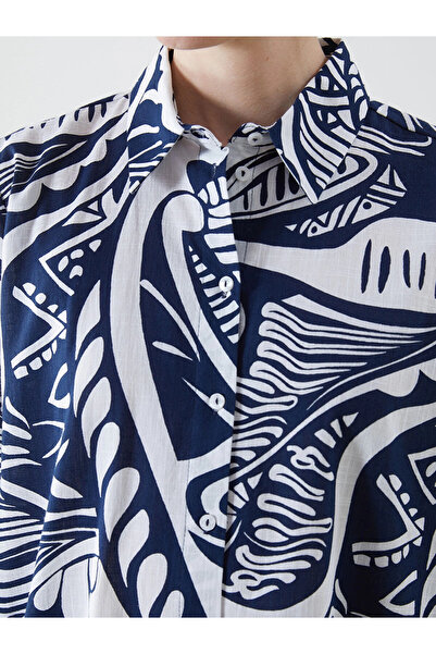 LC Waikiki Lcwaikiki Classic Navy Blue Print Women's Shirt Tunic