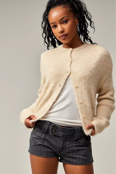 september island Dark Navy Pinstripe Super Mini Jeans Shorts