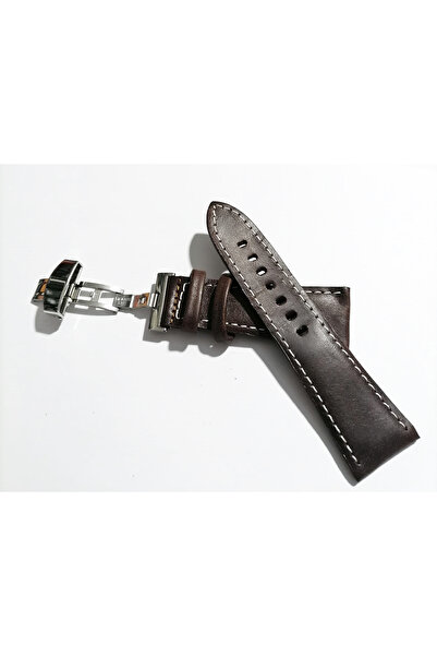FADO Butterfly Buckle Suitable for Every Watch 26 mm Genuine Leather (281) Silver Buckle Coffee