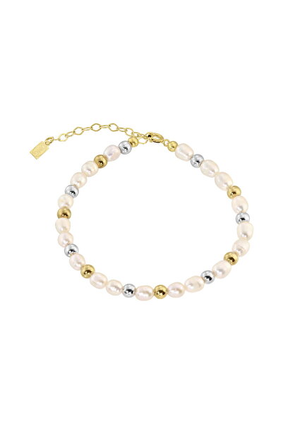 ohmygod jewelry 925 Argint Bratara de picior din argint si argint placat cu aur si perle de cultura - Lagonisi