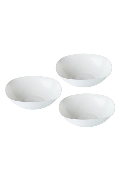 ORIAN وعاء سلطة زبادي كبير من البورسلين الأبيض، 3 قطع، مقاس 24.5 سم