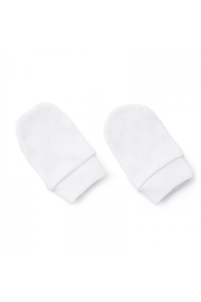 OEM Baby Mittens with Pointelle Pattern - White