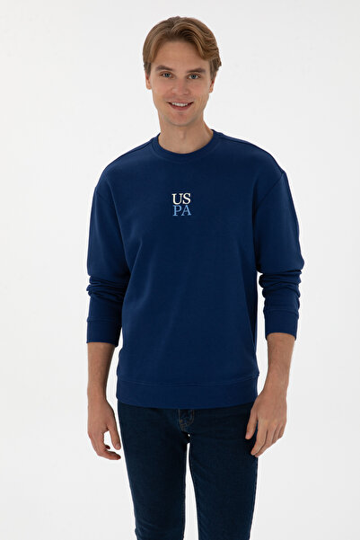 U.S. Polo Assn. Erkek Bisiklet Yaka Comfort Fit İndigo Basic Sweatshirt 50313760-VR028