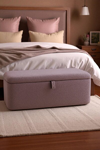 WoodyMaison LENA Teddy Kumaş Sandıklı Puf Bench – Depolama, Oturma ve Yatak U...
