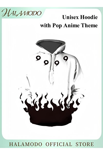 HALAMODO Unisex Hoodie with Pop Anime Theme Long-Sleeved Printed Tops Casual ...