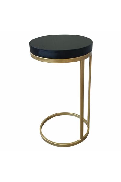 MONTANA CAMPENI Round side table - solid wood top and gold metal structure