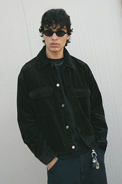 Bershka Fitilli kadife boxy ceket