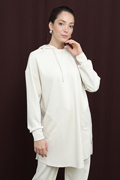 Puane Women's 14306 Hooded Trouser Suit with Embellished Back