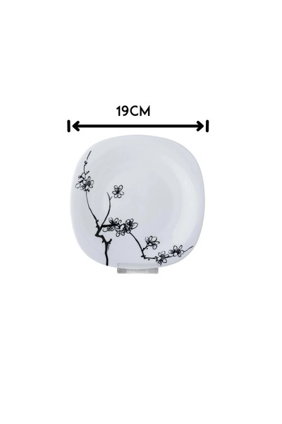 ORIAN Arcopal Square 6-Piece Dessert, Breakfast and Fruit Serving Plate Set, 19 cm