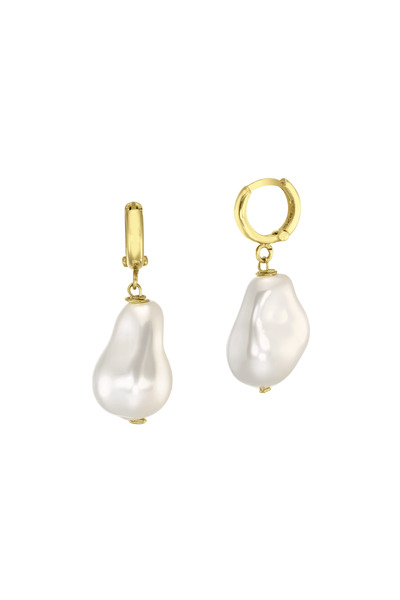 ohmygod jewelry 925 Silver 925 silver earrings plated with gold and baroque pearls - Kaia