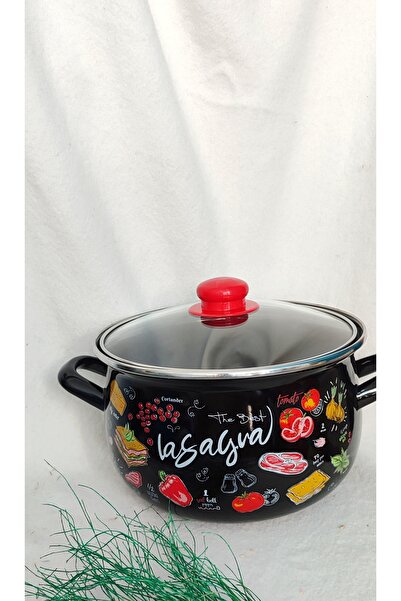 EBRULİEMAYE Lazanya Enamel Pot 4 Liters 22 cm Diameter Milk Yogurt Soup Pot