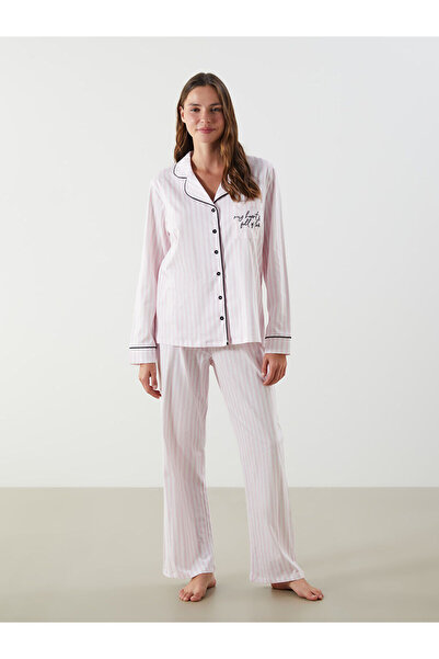 LC Waikiki Shirt Collar Striped Women's Pajamas Set