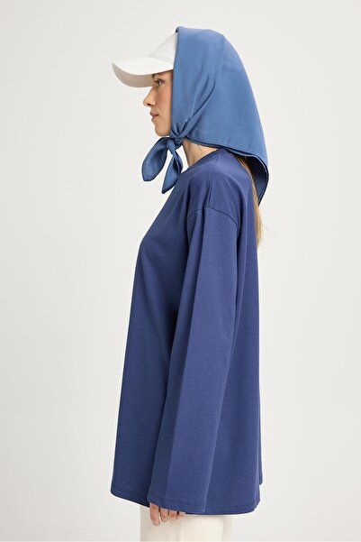minaaise Μπλουζάκι με φαρδύ μανίκι Oversize Basic Indigo