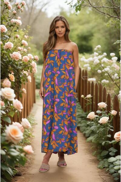 Pasaklı Giyim Women's Strapless Lined Chiffon Midi Summer Dress 3753374