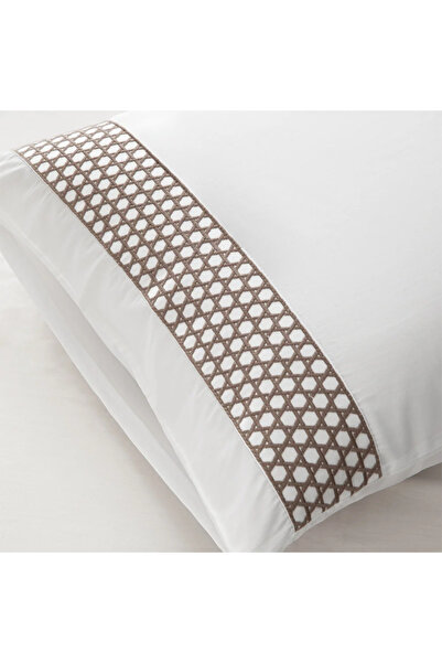 Penelope 100% Cotton Satin Fabric Duvet Cover Set 240X220 cm White Stone- Regina Series