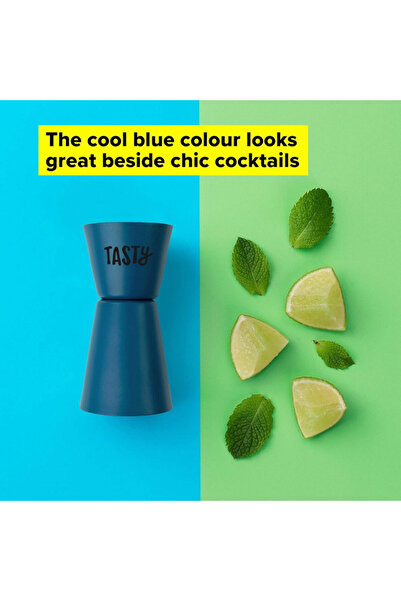Tasty 678415 Double Cocktail Measuring Cup, 9x4.5 cm, 50 ml, Stainless Steel, Blue