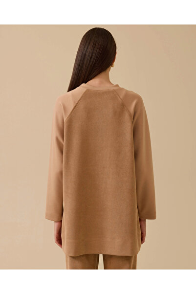 SCL Suede Sweatshirt with Bow Accessory Detail