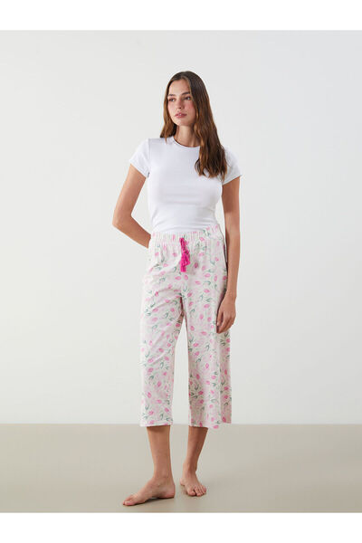 LC Waikiki Women's Floral Capri Pajama Bottoms with Elastic Waist