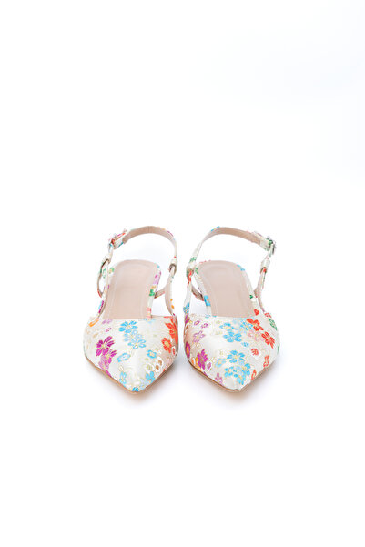 Letafia Oliva Floral Patterned Short Heeled Shoes