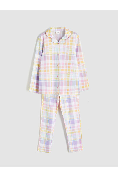 LC Waikiki Gömlek Yaka Kız Çocuk Pijama Takımı