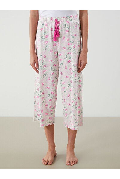 LC Waikiki Women's Floral Capri Pajama Bottoms with Elastic Waist