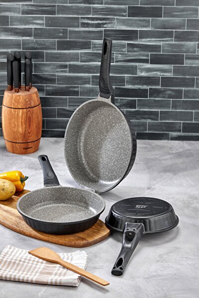 Cooker 3-Piece Cast Granite Pan Set (20–24–28 cm)