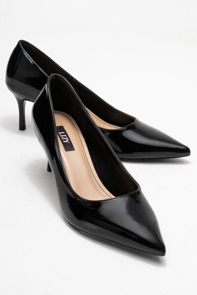 Lizy Shoes Piele lacuită neagră - Stiletto de damă cu toc subțire și plat