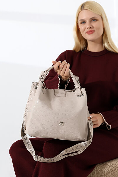 Just Polo Hand Knitted Detailed Large Size Vera Women's Shoulder and Hand Bag