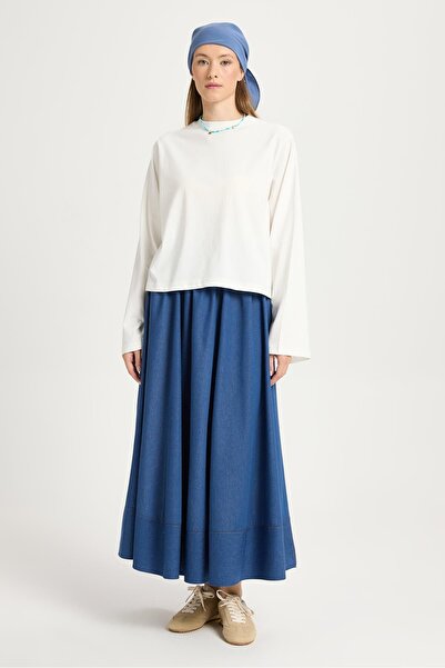 minaaise Women's ecru oversized short sleeve basic t-shirt 30059