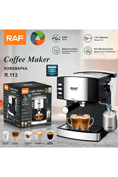 raf 1.6L Coffee Maker, 850W Espresso Machine with Milk Frother, Twin Brew & Anti-Drip
