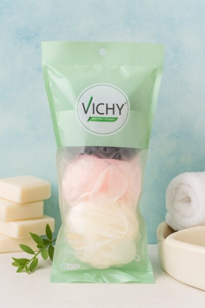Vichy Bath Loofah Soft Ball Loofah Natural Pompom Bath Loofah 120 Gr Soft Bath Loofah Set of 3