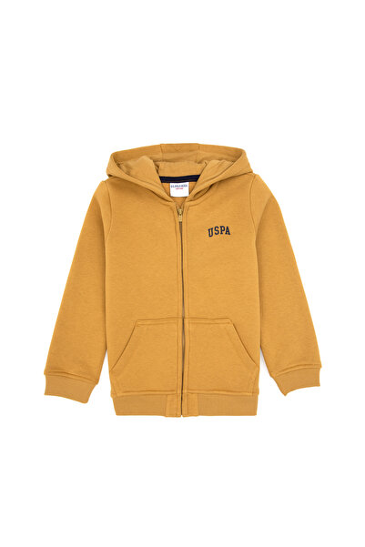 U.S. Polo Assn. Erkek Çocuk Hardal Fermuarlı Kapüşonlu Örme Hırka 50313852-VR151