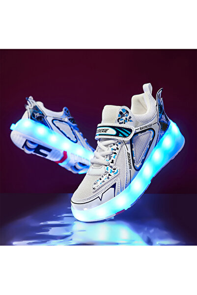 KidLe Kids Roller Skates Shoes, Rechargeable Skates Shoes With Double Wheels Sport Sneaker