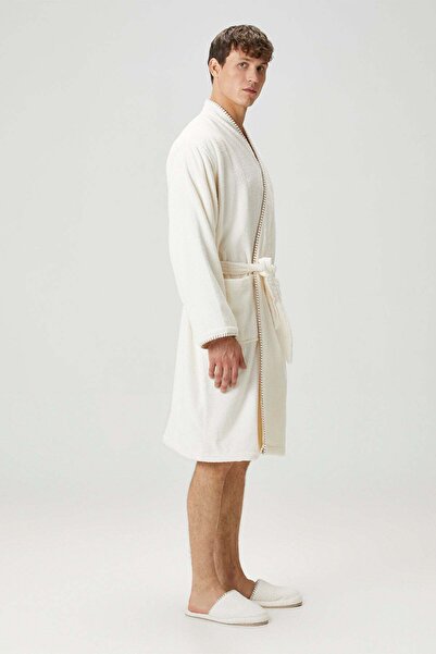 İrya Ανδρικό μπουρνούζι Shadow 100% βαμβάκι εκρού