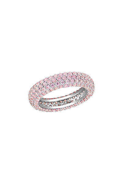 ohmygod jewelry 925 Argint Inel din argint 925 tip baghetă cu cristale de zirconiu roz