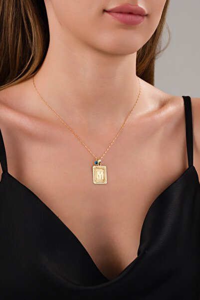 ZEYNEPLİ GOLD 14 AYAR ALTIN VİNTAGE M HARFLİ KOLYE