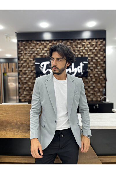 Twenhil Gri Dar Kesim Slim Fit Ceket