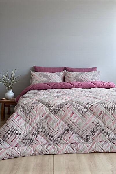 Alla Turca Double Size 4 Pillowcases with Elastic Sheets Double-Sided Sleeping Set-Nova Gülkurusu
