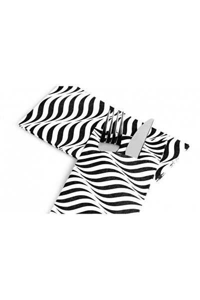 Mank Șervețele cu BUZUNAR pentru tacâmuri - Linclass Nice (Negru-Alb) / 40 x ...