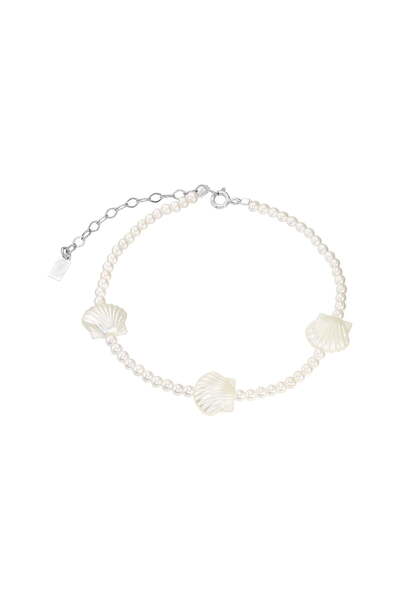 ohmygod jewelry 925 Argint Brățară de gleznă din argint 925 cu perle și pandantive cu scoici - Vis de vară