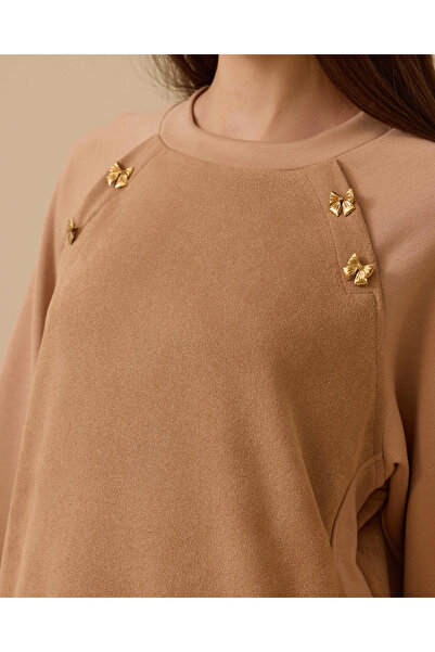SCL Suede Sweatshirt with Bow Accessory Detail