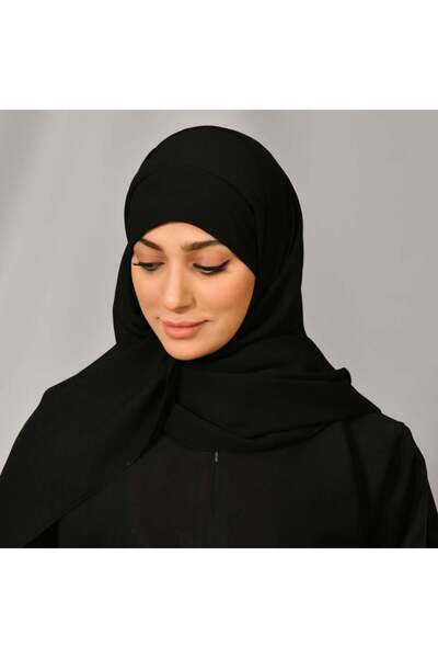 lamha abaya Black silk veil with adjustable tie