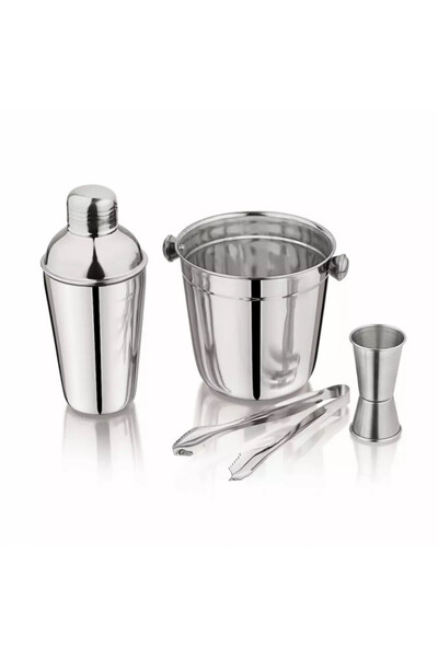 Kinghoff KH 1706 shaker set with ice maker, 4 parts, Measuring cup, Tongs, Stainless steel