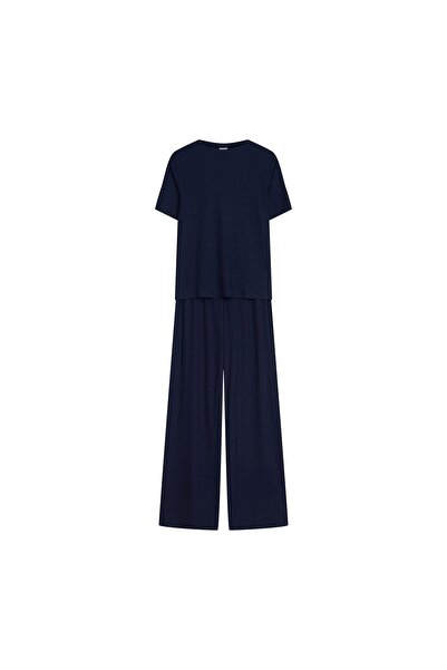 Bloovii Set pijama pentru femei, format din două piese, cu mânecă lungă și pantaloni lungi, croială lejeră, cu nervuri | Kaelana