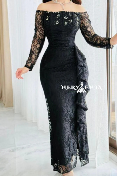 narvenia فستان دانتيل نوار إيليت الملكي