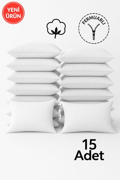 Sheri Home Tekstil Pamuklu Overlok Dikim 50x70 Beyaz Iç Astar, Fermuarlı Yast...