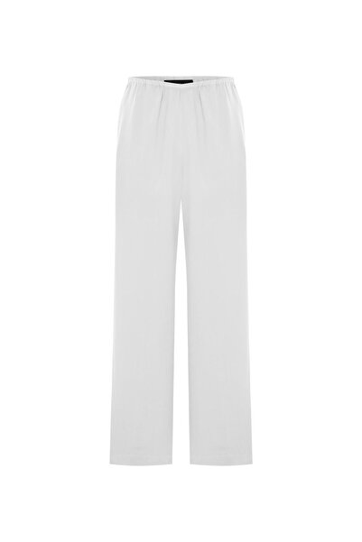 Beauty Omelette Beyaz Bol Kesim Dökümlü Pantolon